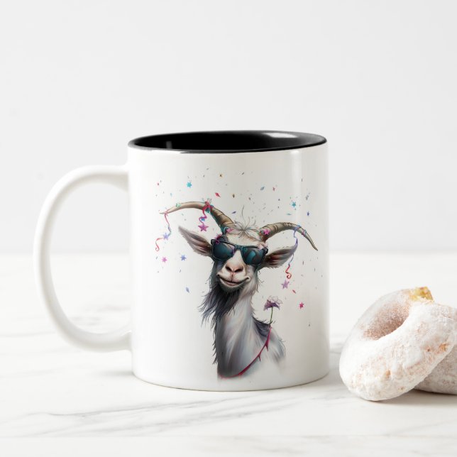 Caneca De Café Em Dois Tons Festa de Goat Mug (Com Donut)