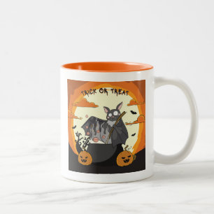 Caneca De Café Em Dois Tons Festa de Morcego Assustador e Fofo de Halloween