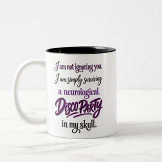 Caneca De Café Em Dois Tons Festa Disco Neurológica | Citação de Humor de Enxa