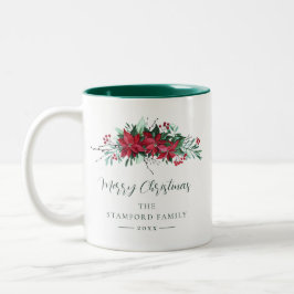 Caneca De Café Em Dois Tons Festas de Natal Festivas Botânicas Personalizadas