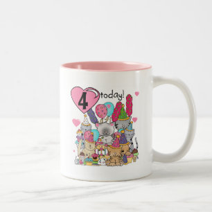Caneca De Café Em Dois Tons Festas Kittens 4º Aniversário T-shirts e presentes