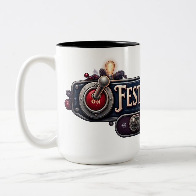 Caneca De Café Em Dois Tons Festive Mode Christmas Mug (Esquerda)