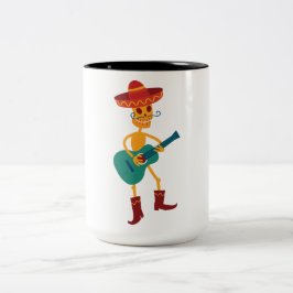 Caneca De Café Em Dois Tons Festive Skeleton Guitar Player