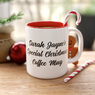 Caneca De Café Em Dois Tons Festivo Cheio Moderno Tipografia Natal