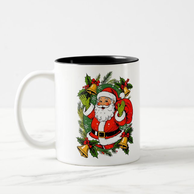Caneca De Café Em Dois Tons Festivo Festivo Cinto tradicional Natal (Esquerda)