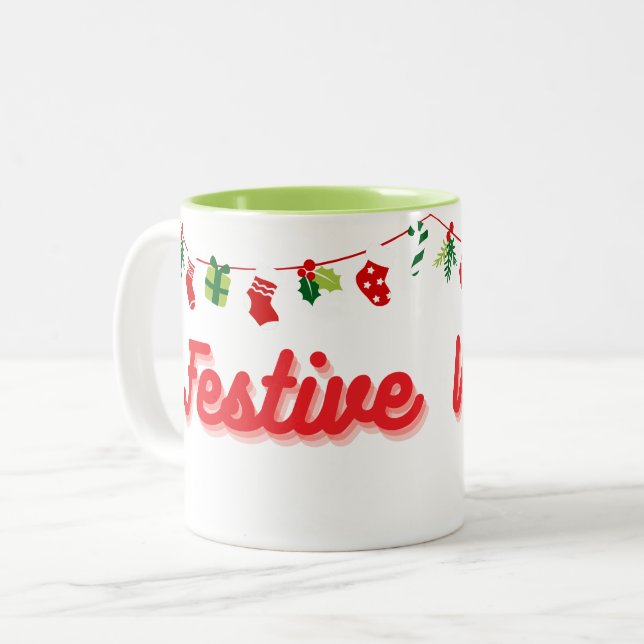 Caneca De Café Em Dois Tons Festivo Vibes Mug (Frente Esquerda)
