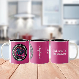 Caneca De Café Em Dois Tons Ficha de Sobriedade Rosa | Presente de Recuperação