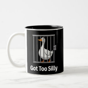 Caneca De Café Em Dois Tons Ficou Muito Bobo Punição de Ganso Engraçado Humor 