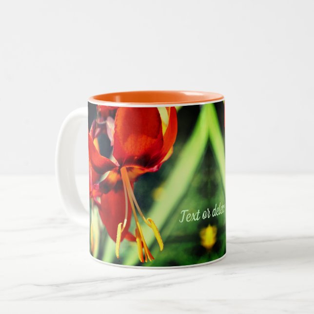 Caneca De Café Em Dois Tons Fiery Orange Lily Flower Personalizada (Frente Esquerda)