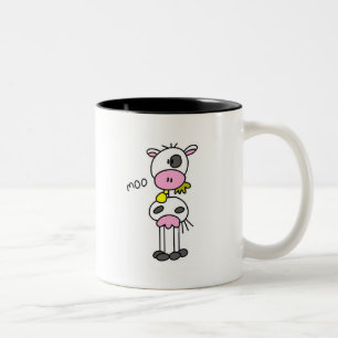 Caneca De Café Em Dois Tons Figura camiseta e presentes da vara da vaca