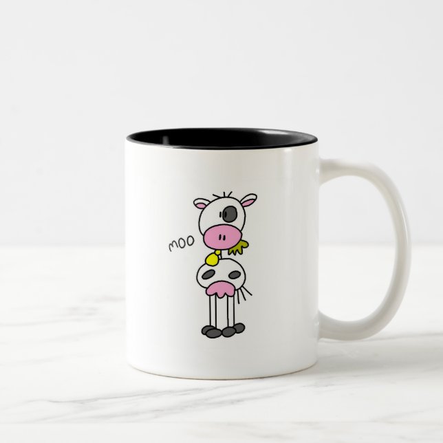 Caneca De Café Em Dois Tons Figura camiseta e presentes da vara da vaca (Direita)