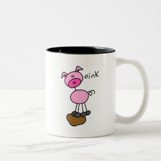 Caneca De Café Em Dois Tons Figura camiseta e presentes da vara do porco