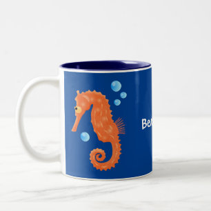 Caneca De Café Em Dois Tons Figura de desenho animado das bolhas de laranja-ac