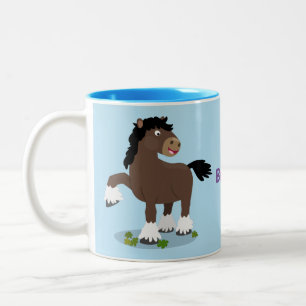 Caneca De Café Em Dois Tons Figura de desenho animado de corte Clydesdale
