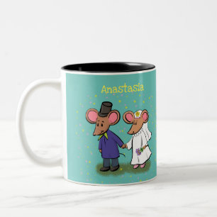 Caneca De Café Em Dois Tons Figura de desenho animado do casal do mouse