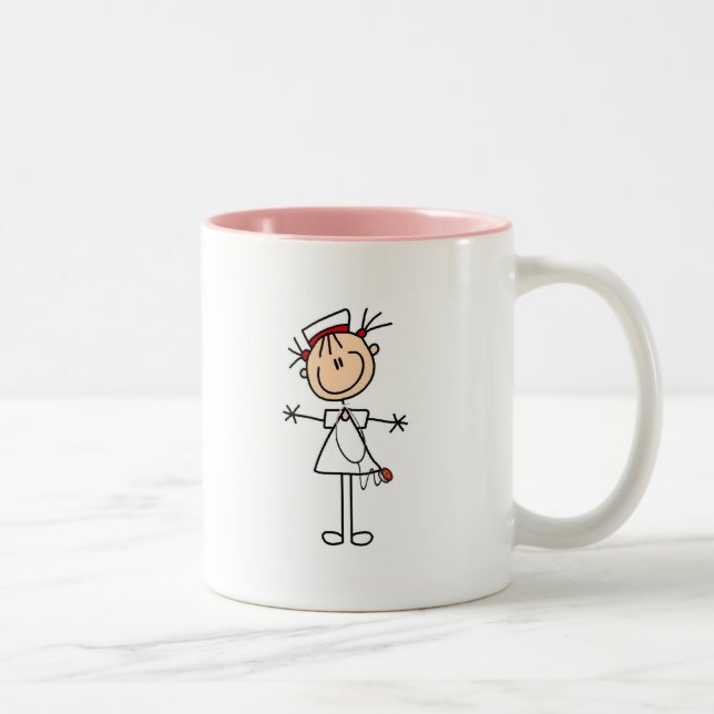 Caneca De Café Em Dois Tons Figura fêmea branca presentes da vara da (Direita)