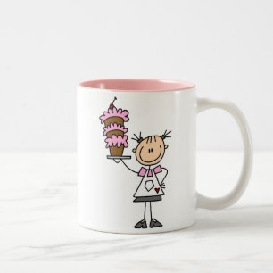 Caneca De Café Em Dois Tons Figura fêmea padeiro da vara