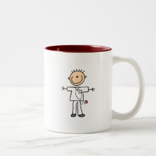 Caneca De Café Em Dois Tons Figura masculina camiseta e presentes da vara da