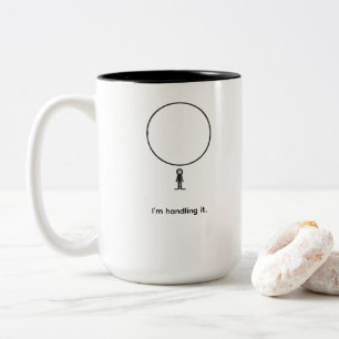 Caneca De Café Em Dois Tons Figura Mínima Sob Pressão Arte Abstrata em Linhas