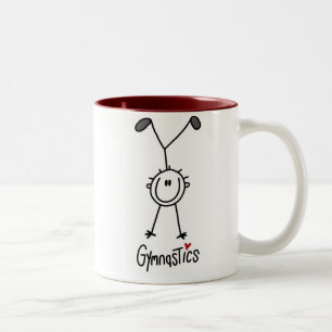 Caneca De Café Em Dois Tons Figura simples Gymnast da vara