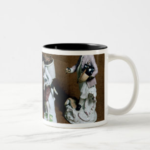 Caneca De Café Em Dois Tons Figuras de Meissen: saddler, vendedor da cabra
