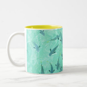 Caneca De Café Em Dois Tons Fiji peixe nadando em água azul clara