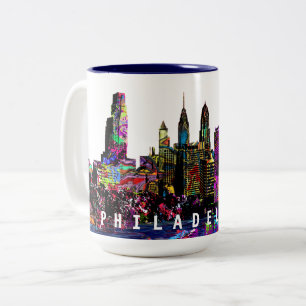 Caneca De Café Em Dois Tons Filadélfia, Pensilvânia em grafite