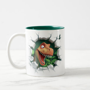Caneca De Café Em Dois Tons Filhos de chocolate quente de dinossauro 3D