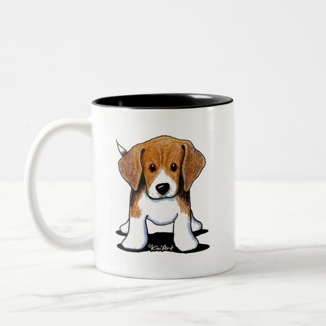 Caneca De Café Em Dois Tons Filhote de Beagle Fofo (Esquerda)