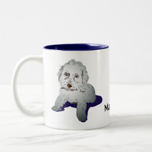 Caneca De Café Em Dois Tons Filhote de cachorro bonito de Maltipoo