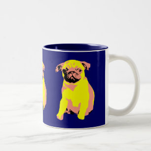 Caneca De Café Em Dois Tons Filhote de cachorro de "amor do Pug Puggy "
