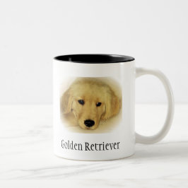 Caneca De Café Em Dois Tons Filhote de cachorro do golden retriever