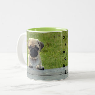Caneca De Café Em Dois Tons Filhote de cachorro do Pug