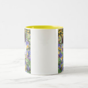 Caneca De Café Em Dois Tons Filhote de cachorro e flores de border collie