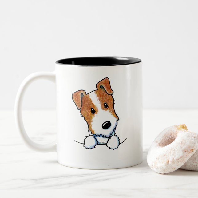 Caneca De Café Em Dois Tons Filhote de Jack Russell (Com Donut)