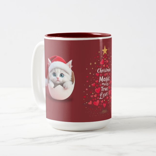 Caneca De Café Em Dois Tons Filhote de Natal (Frente Esquerda)