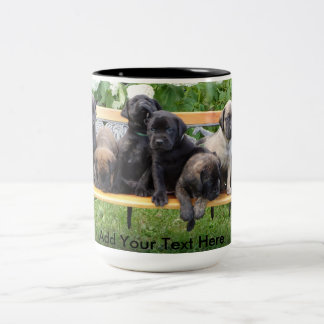 Caneca De Café Em Dois Tons Filhotes de cachorro Benched