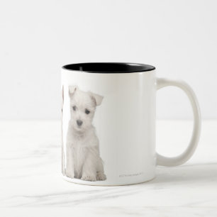 Caneca De Café Em Dois Tons Filhotes de cachorro ocidentais de Terrier das