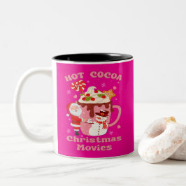 Caneca De Café Em Dois Tons Filmes De Cacau Quente E De Natal