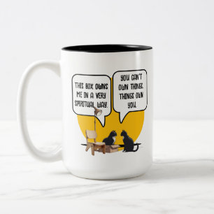 Caneca De Café Em Dois Tons Filosofia do Gato Materialista Humor