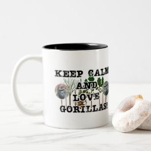 Caneca De Café Em Dois Tons "Fique calmo e ame gorilas