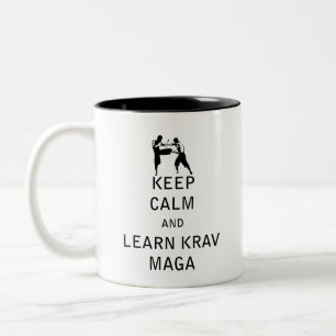Caneca De Café Em Dois Tons Fique calmo e aprenda Krav Maga
