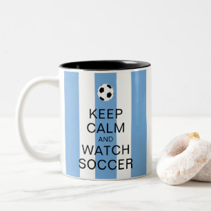 Caneca De Café Em Dois Tons Fique calmo e assista futebol Argentina Blue Strip