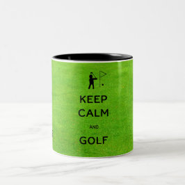 Caneca De Café Em Dois Tons Fique calmo e golfe