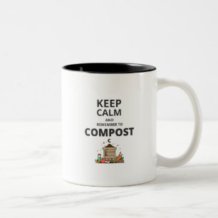 Caneca De Café Em Dois Tons Fique calmo e lembre-se de compostar