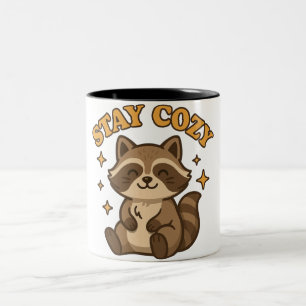 Caneca De Café Em Dois Tons Fique Confortável   Ilustração de Animal Kawaii