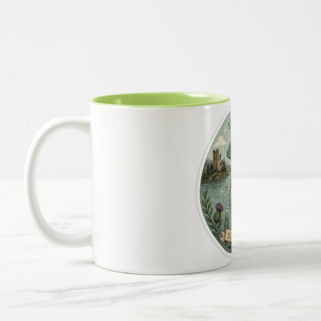 Caneca De Café Em Dois Tons Fique Curioso Cryptid Aconchegante Nessie Monstro  (Esquerda)