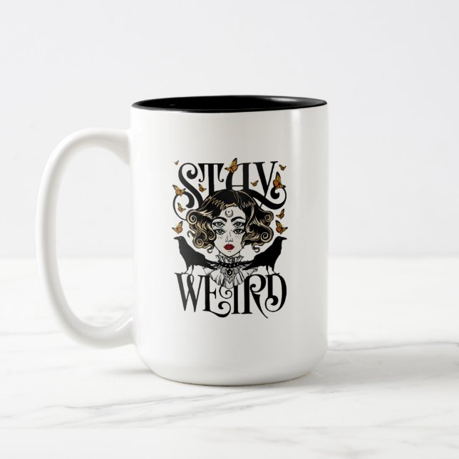 Caneca De Café Em Dois Tons Fique Estranho (Esquerda)