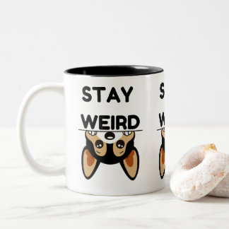 Caneca De Café Em Dois Tons Fique Estranho Funny Boston Terrier Cartoon Cachor