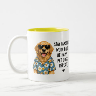 Caneca De Café Em Dois Tons 🐾 Fique Pawsitivo Citação Divertida Amante de Cac